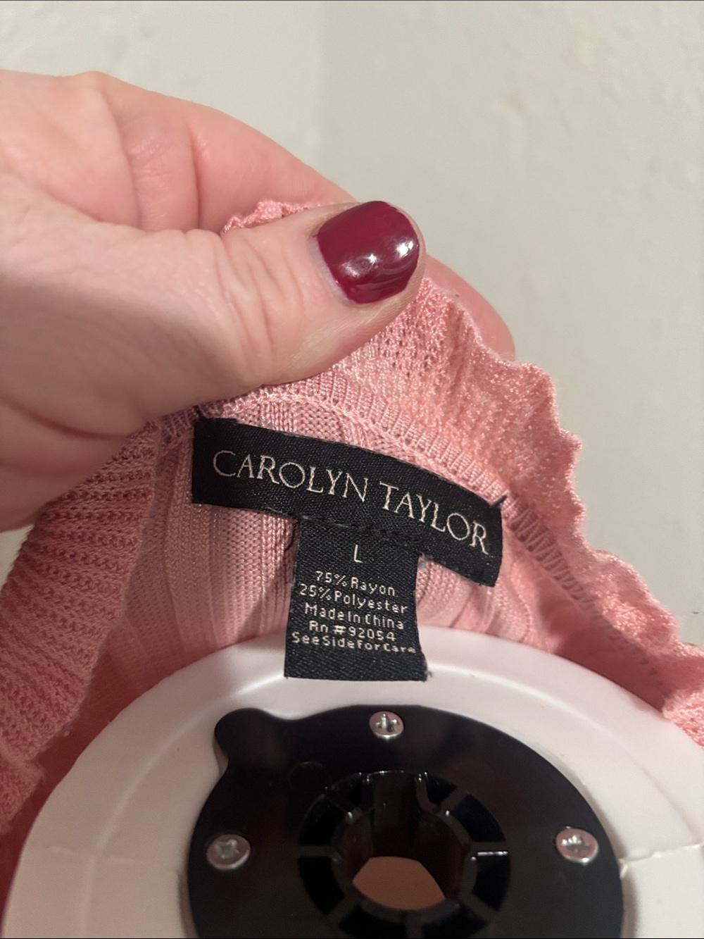 Carolyn Taylor Dusty Pink Ribbed Ruffle Cardigan - Picture 3 of 10